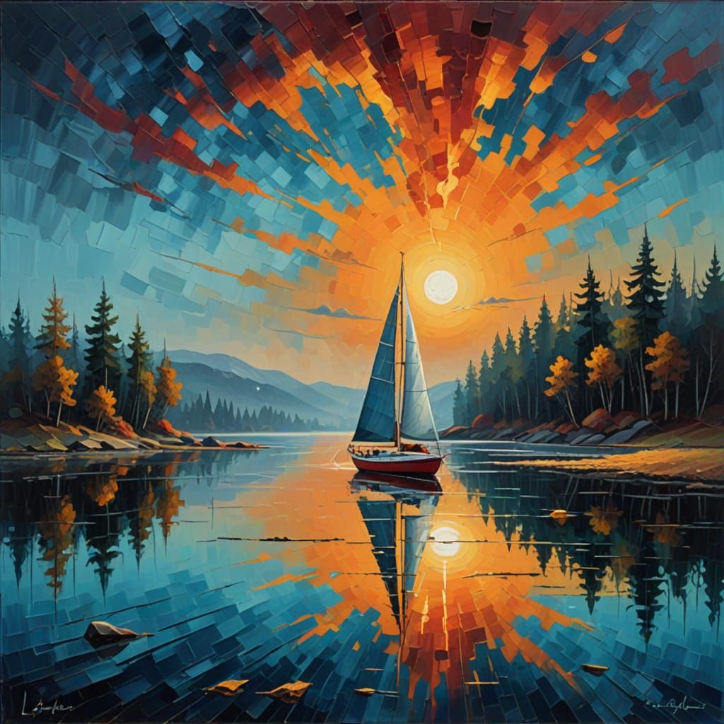 Ethereal Sailboat in Golden Light