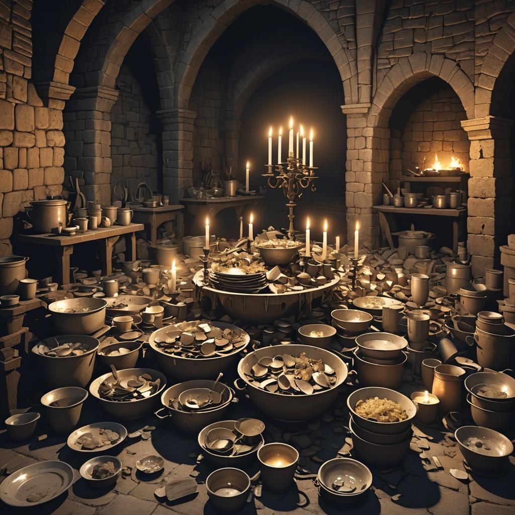 Candlelit Dungeon: A Medieval Punishment of Dirty Dishes