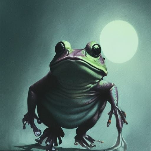 Sinister Frog Portrait in Dark Fantasy Style