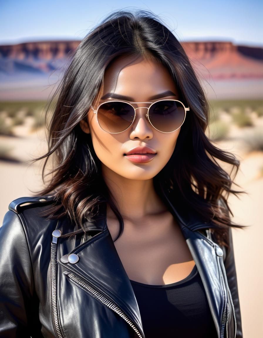 Stunning Indonesian Woman in Desert Landscape