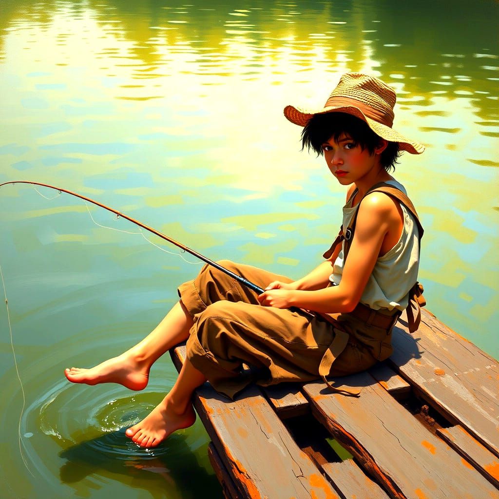 Huckleberry Finn Oil Painting by James Gurney