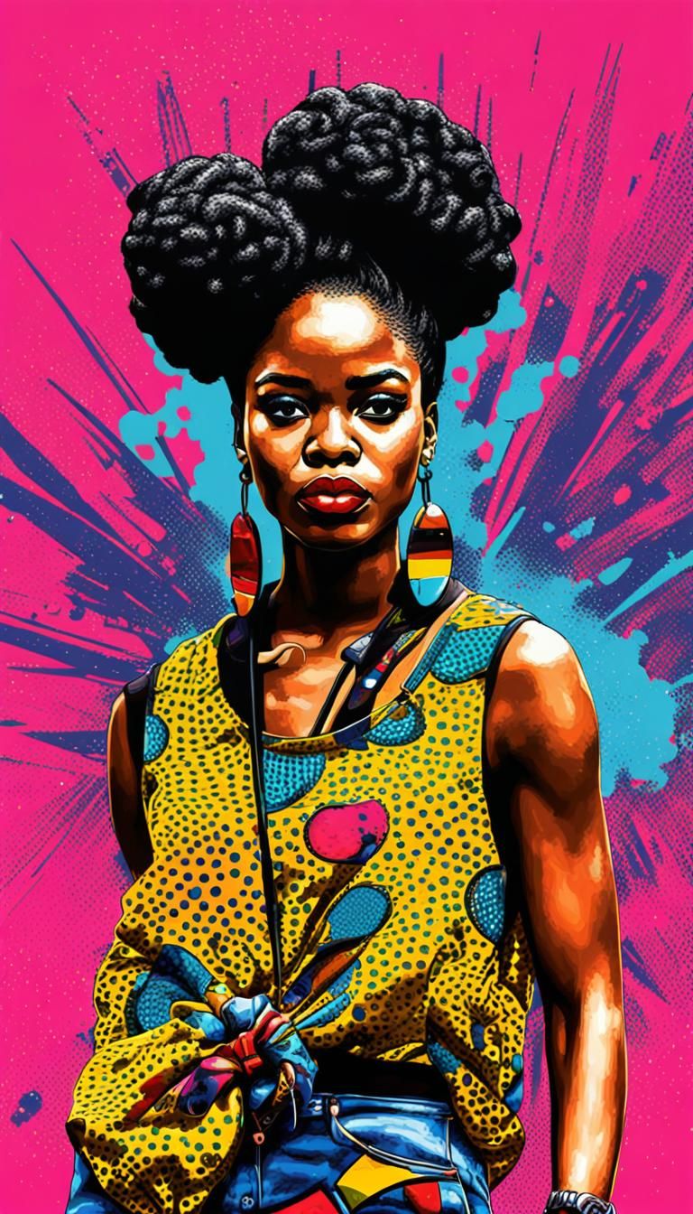 Afrofuturistic African American Woman in Street Pop Art
