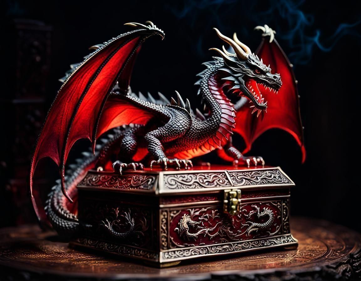 Dragon Guarding Treasure: Eerie Digital Art