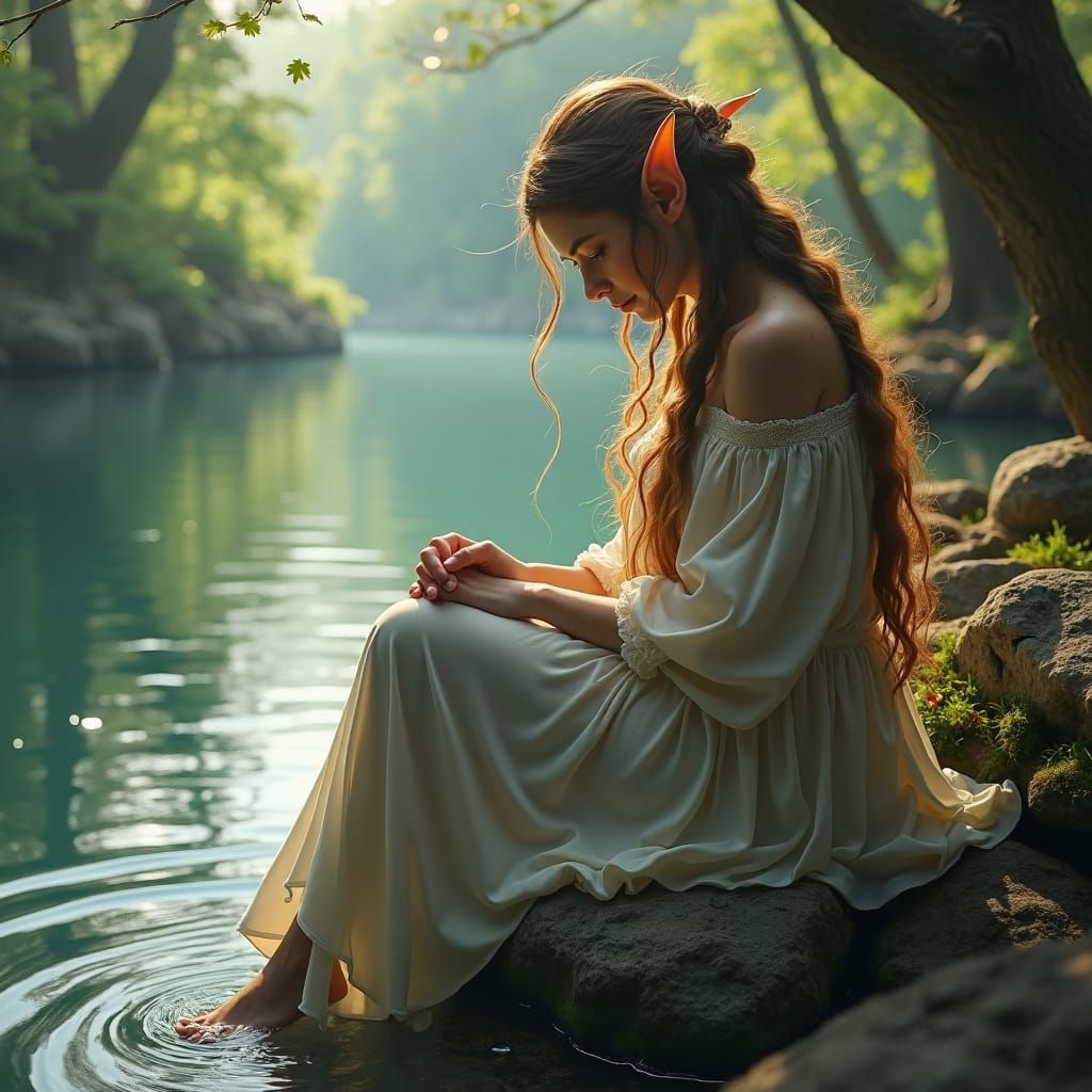 Ethereal Elf Portrait: Heartbreak by the River