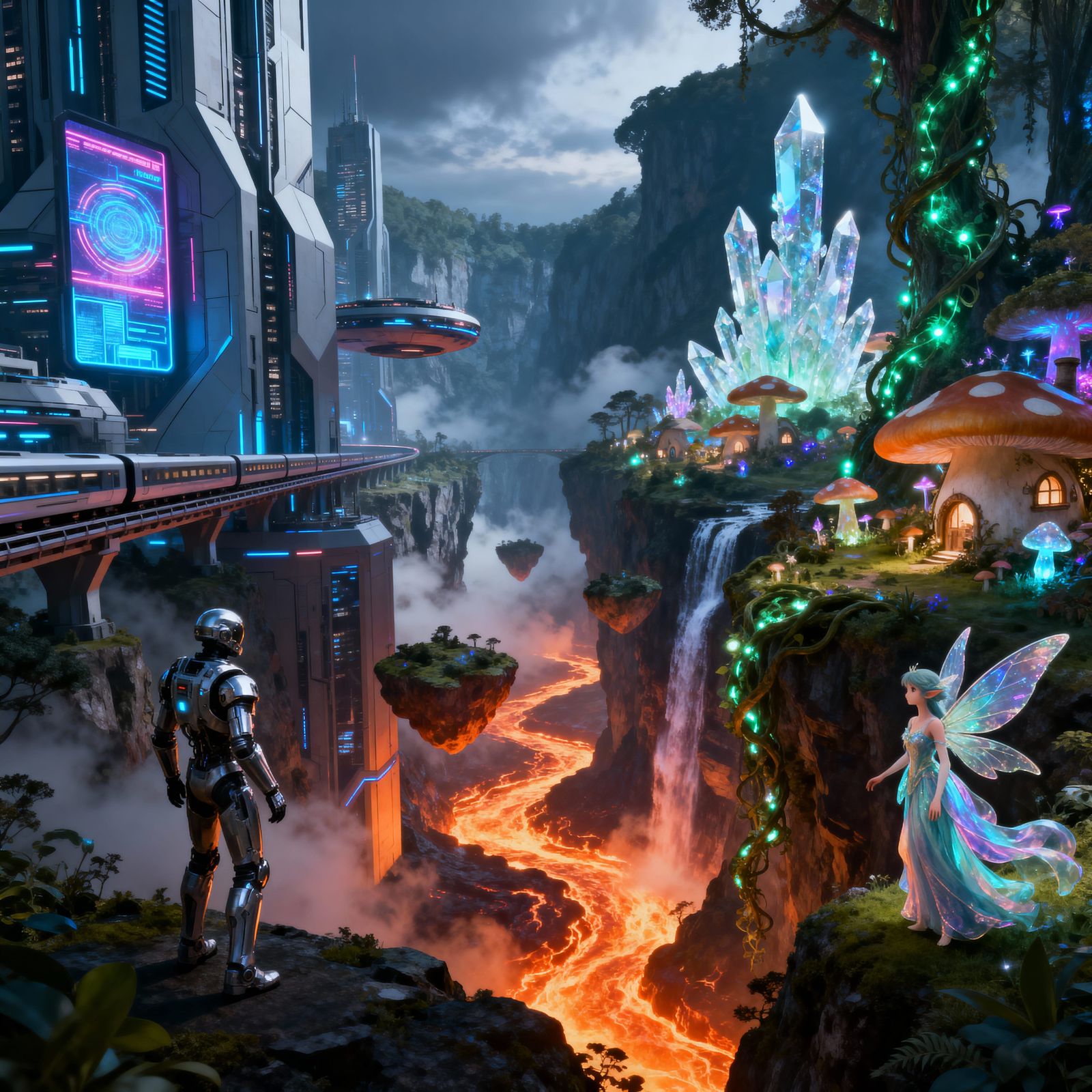 Colossal City Meets Fairy Town Across Deep Chasm