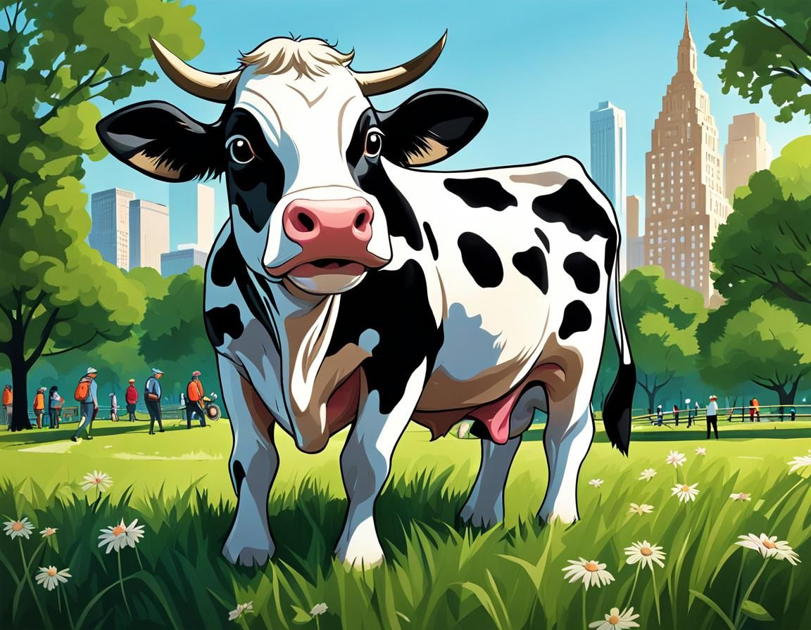 Surprised Cow In The Big City