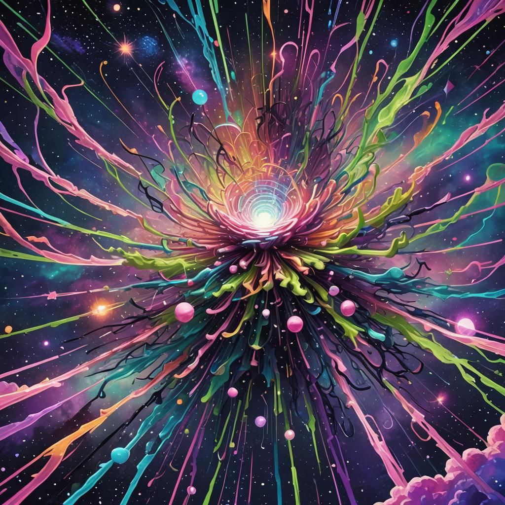 Vibrant Neon Galaxy Cosmic Illustration