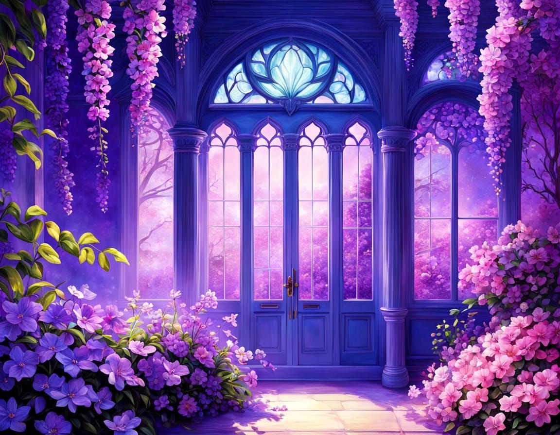 Heavenly Jacaranda Dreamscape in Iridescent Candlelight