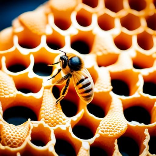 Honeybees in Honeycomb: Macro Photography Close-Up