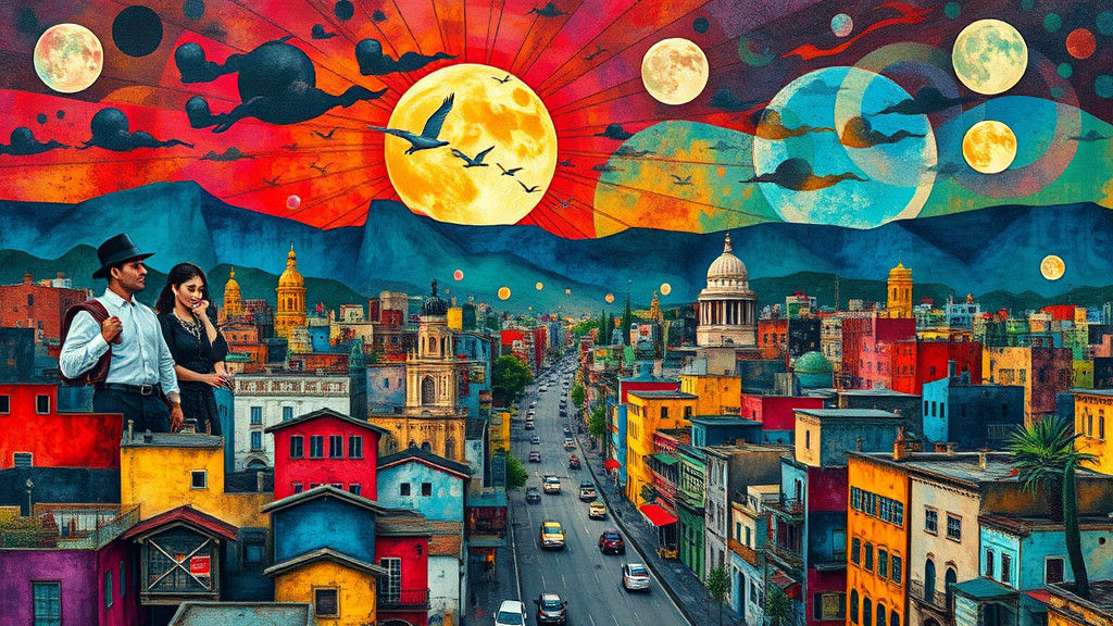 Surreal Mexican Cityscape Inspired by Trompe L'oeil Impasto