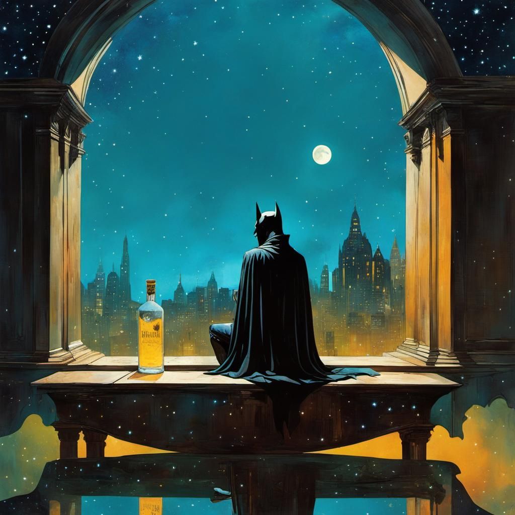 Batman Silhouette: Macabre Starry Night Fantasy