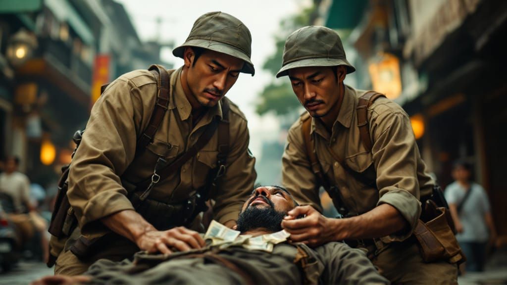 Singapore Street Scene 1942: A Cinematic WWII Moment