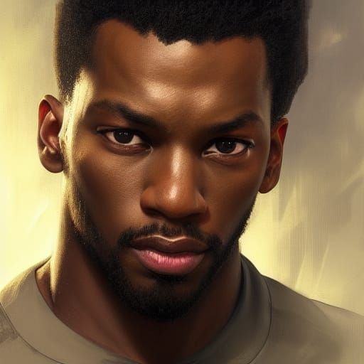 Hyperrealistic Portrait of a Handsome Black Man