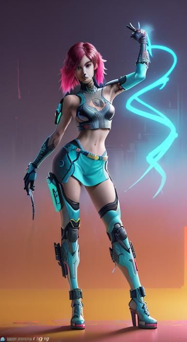 Anime Girl as Nintendo Switch in Cyberpunk Style