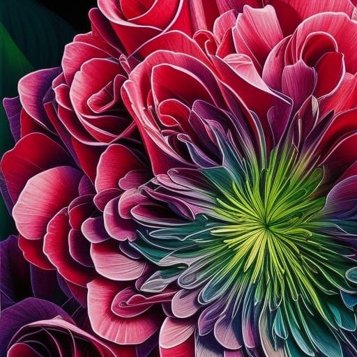 Bucket of Roses Close-up: Digital Art Portrait