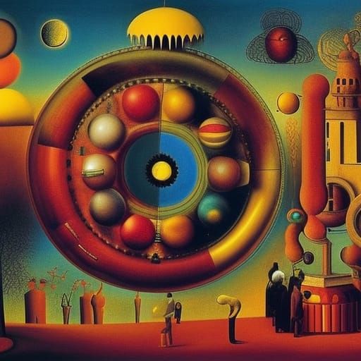 Carousel Moon: Surreal Oil and Watercolor Painting