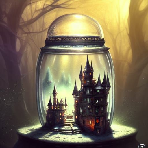 Winter Castle in Glass Jar: Fantasy Concept Art