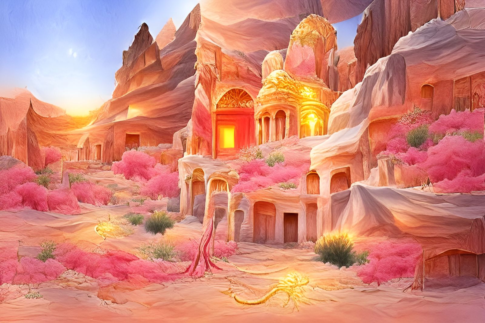 Golden Desert Landscape Concept Art
