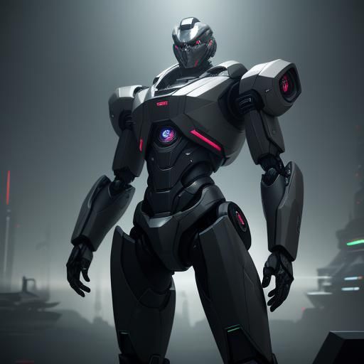 Futuristic Sci-Fi Robot in Generation Ship Interior