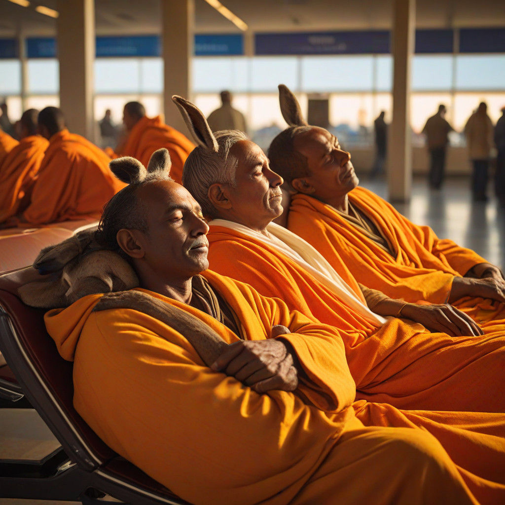 Warm Moment of Hare Krishna Devotees at Airport Terminal