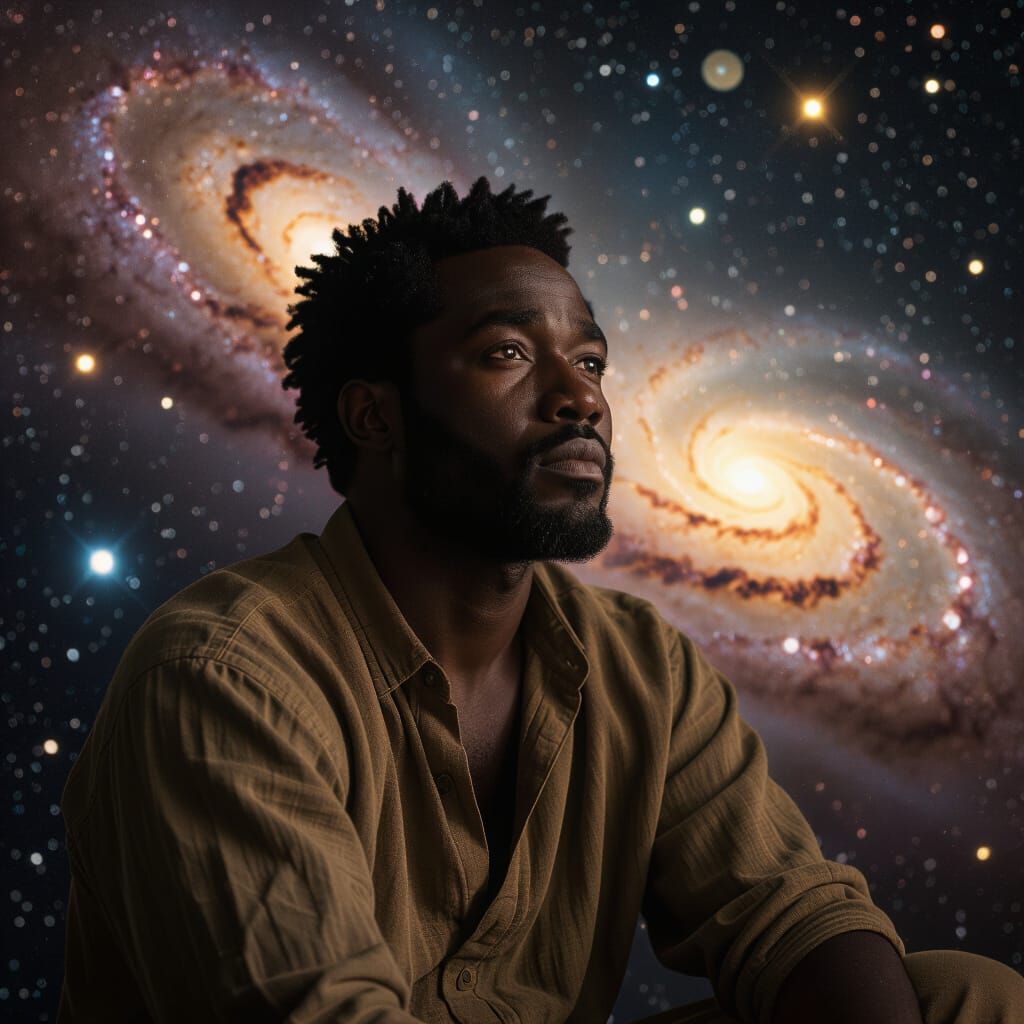 Cosmic Contemplation: A Visionary Film Still