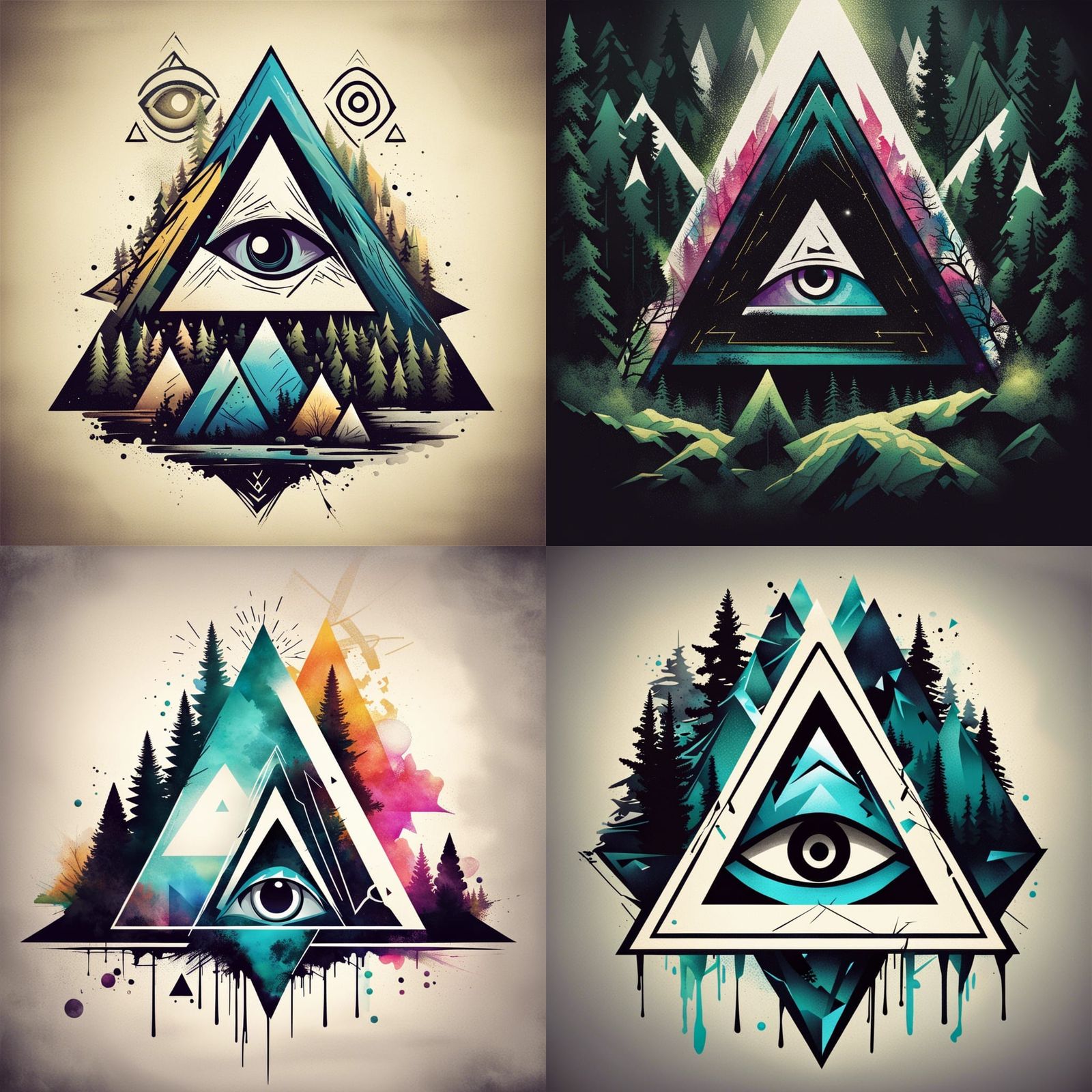 Geometric Cult Logo in Graffiti Street Art Style
