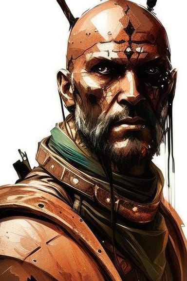 Tan Skinned Druid Portrait in Speedpaint Style