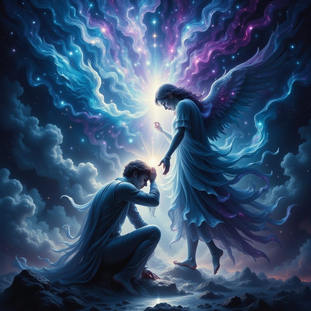 Ethereal Figure Reaches Out in Surrealist Style