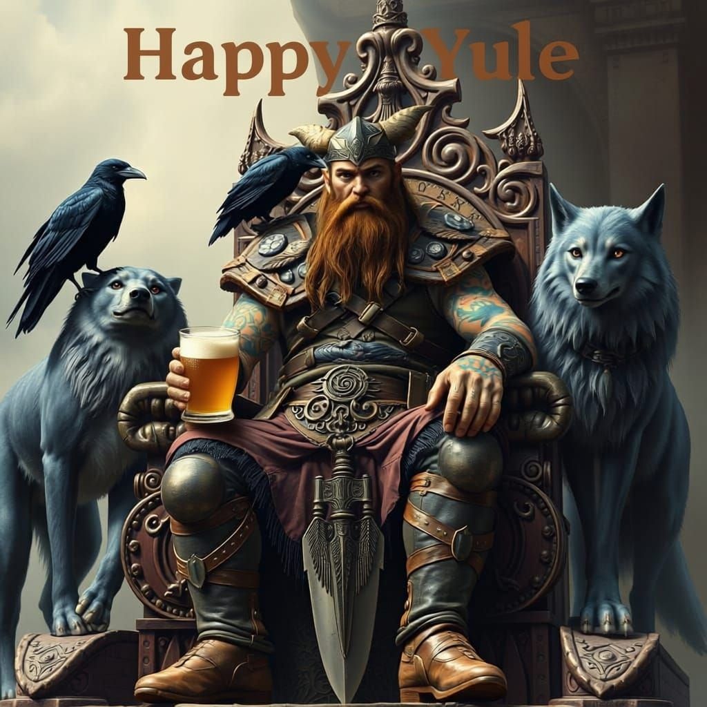 Odin on Carved Throne, Viking Art