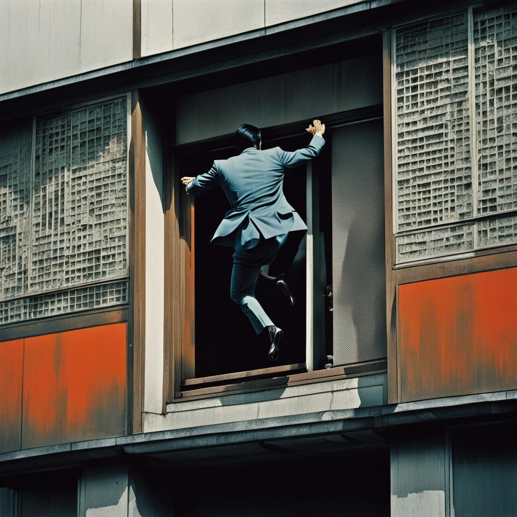 Yakuza Jumps from Window in 1970s Tokyo