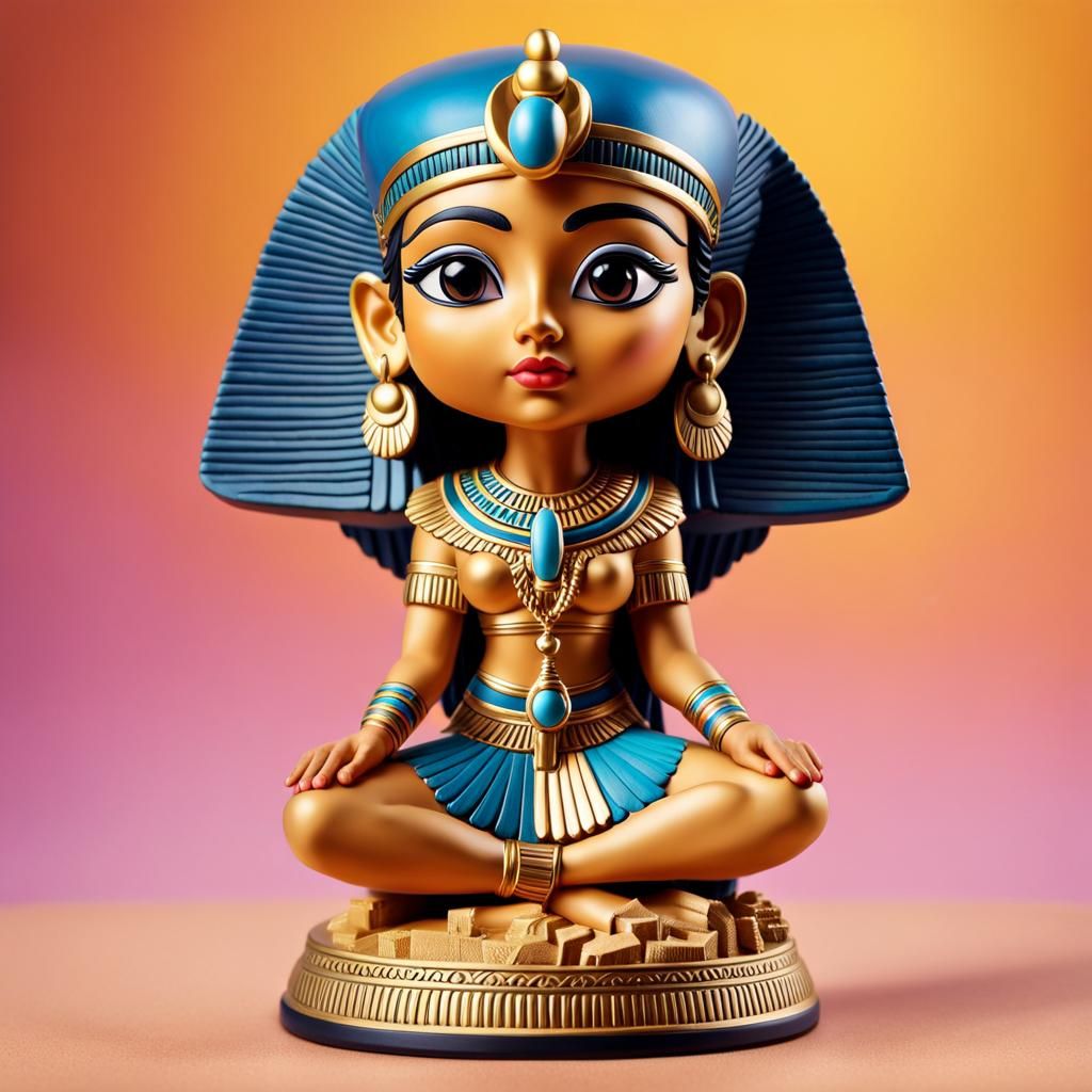 Egyptian Goddess Isis Bobblehead in Hyperrealistic Style