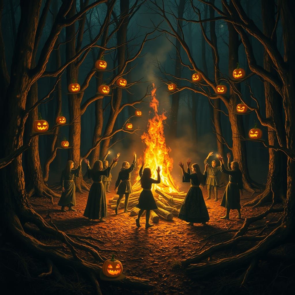 Mystical Samhain Night: Celtic Bonfire Dance