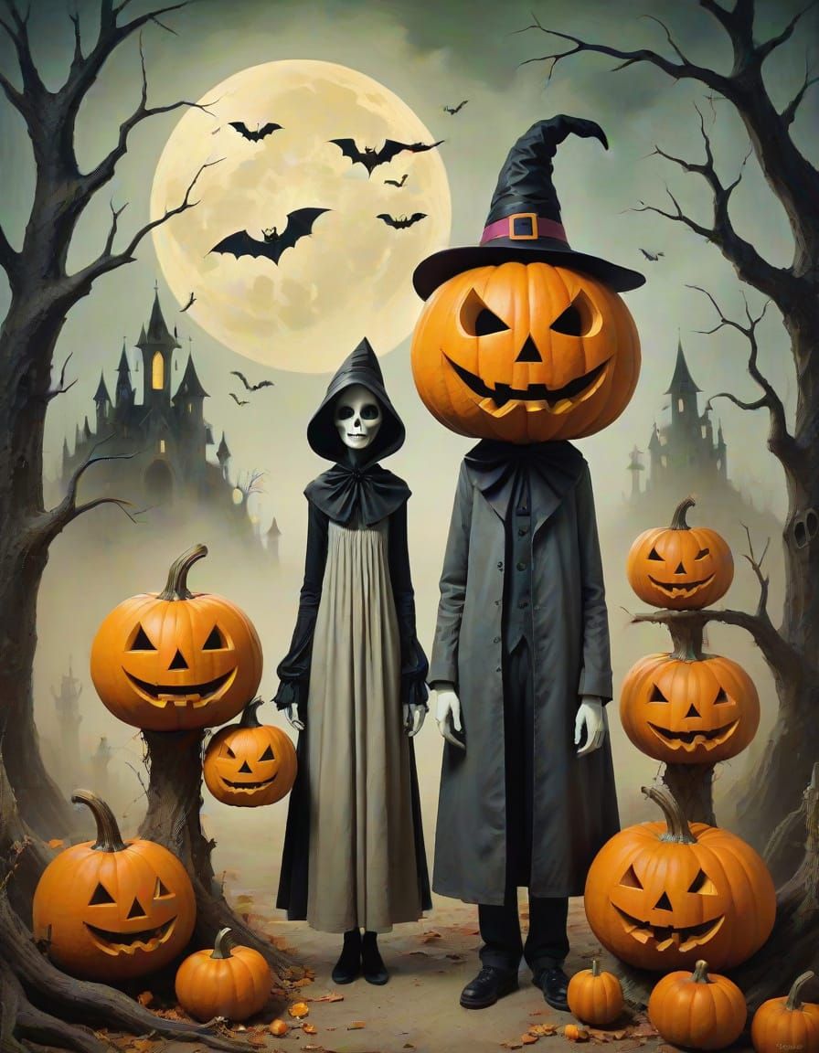 Surreal Halloween Characters with Elongated Forms
