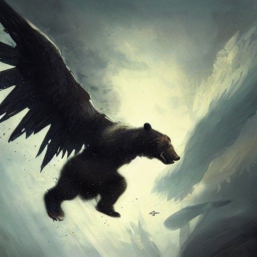 Sinister Winged Bear in Fantasy Style