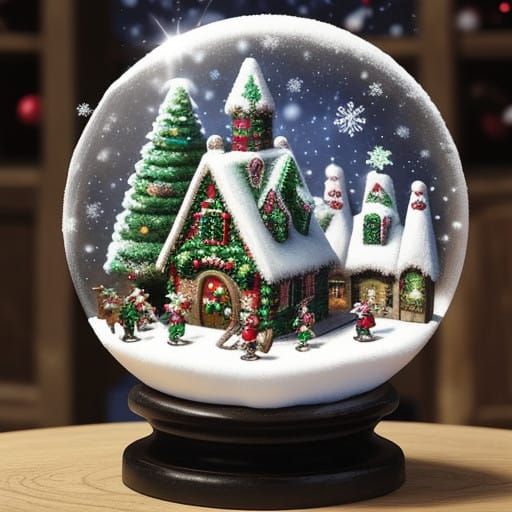 Whimsical Christmas Village Scene in a Fantastical Aesthetic