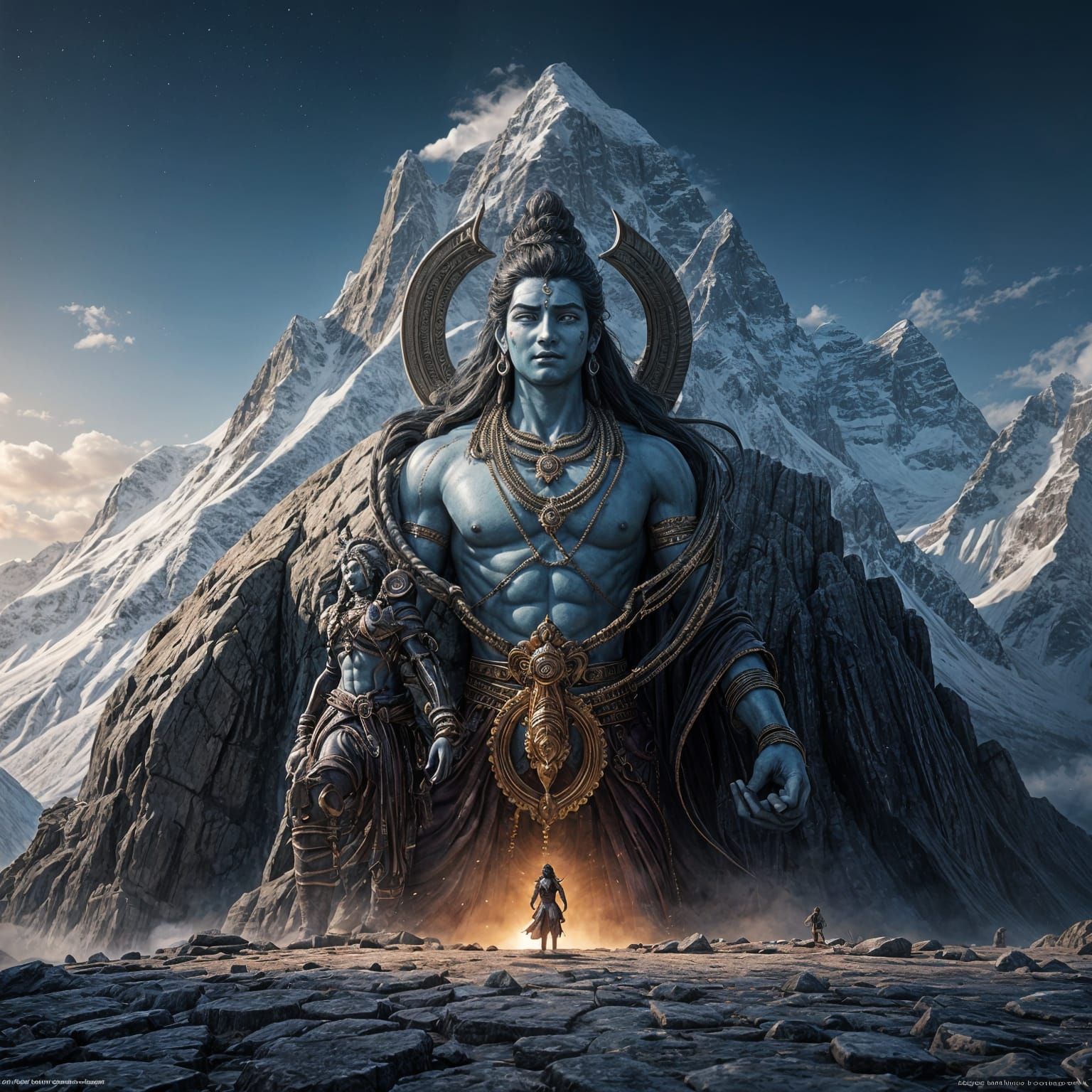 Lord Shiva Behind Kailash in 3D Anime Art