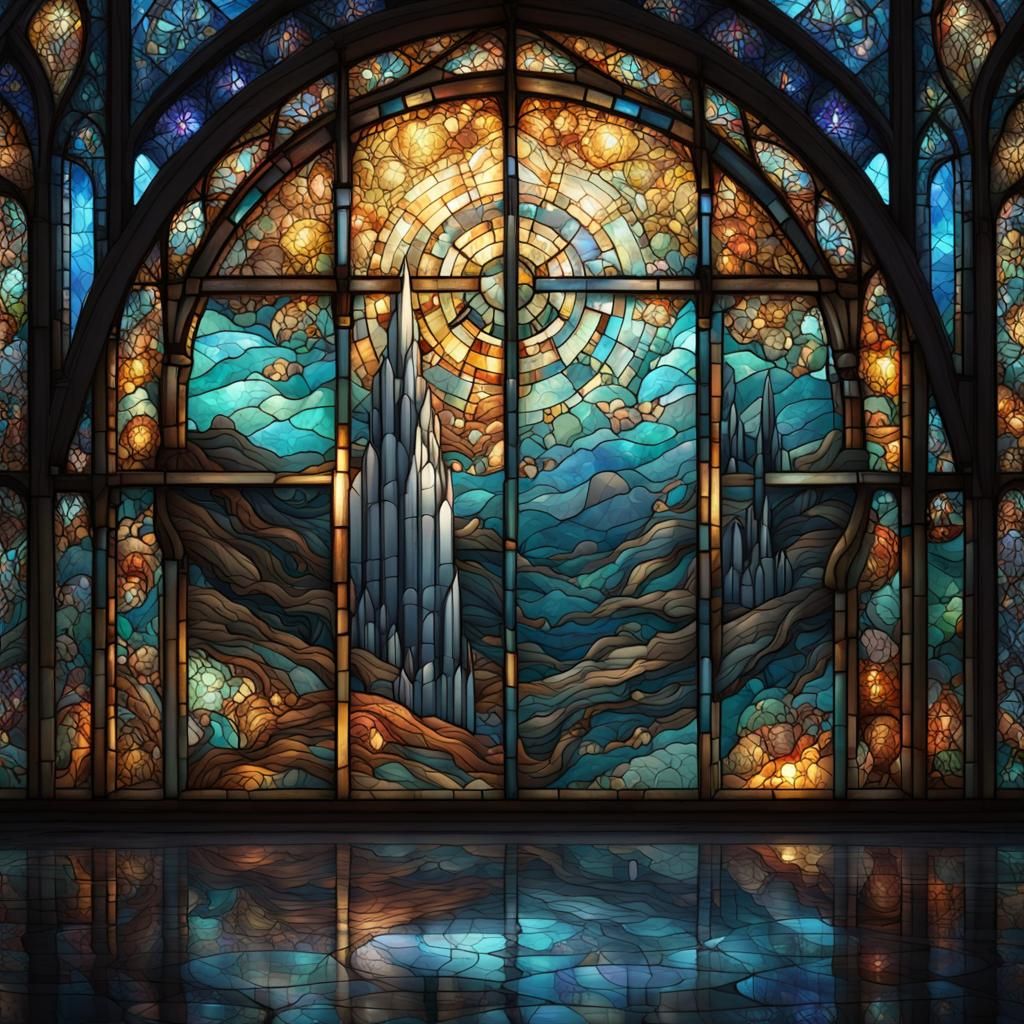 Stained Glass Azugladis: Detailed Fantasy Concept Art
