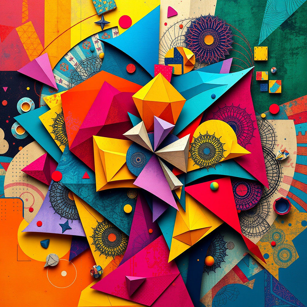 Vibrant Abstract Art in Neo-Cubism Style