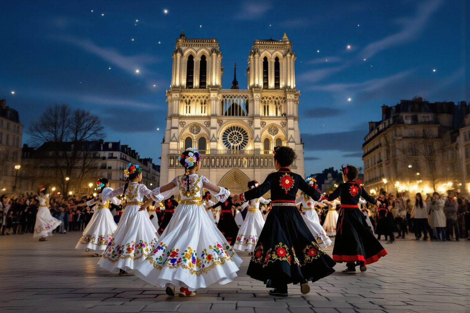 Children Dancing at Notre Dame Cathedral