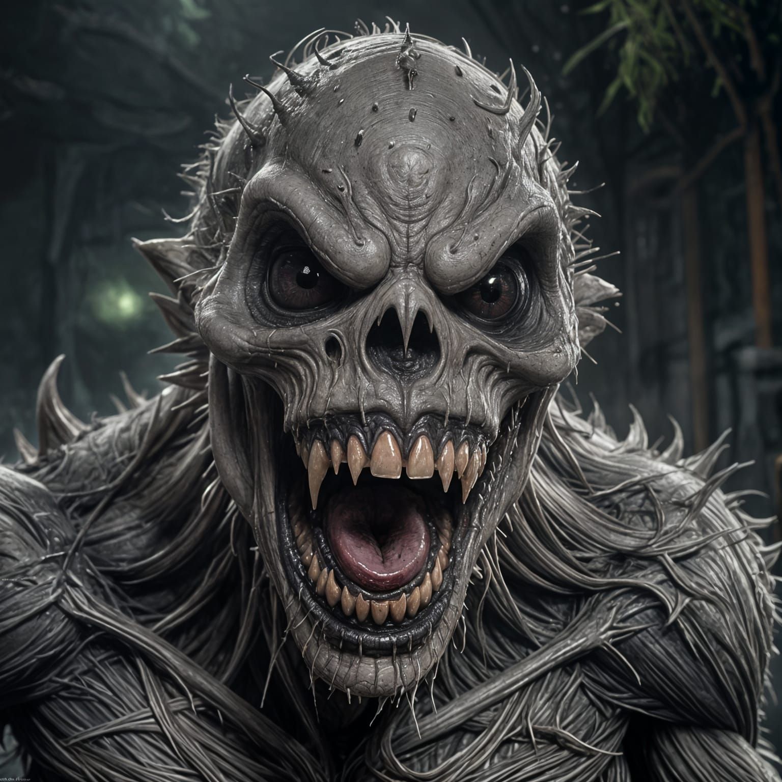 Hyperrealistic Ghost Creature with Black Eyes