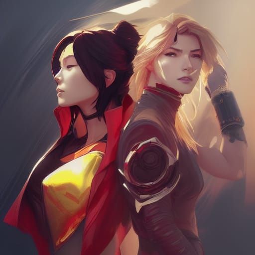 RWBY Portrait in Hyperdetailed Art Nouveau Style