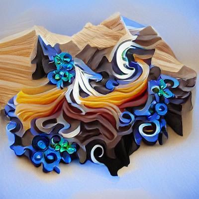 Moonlit Mountain Fractal Quilling Art