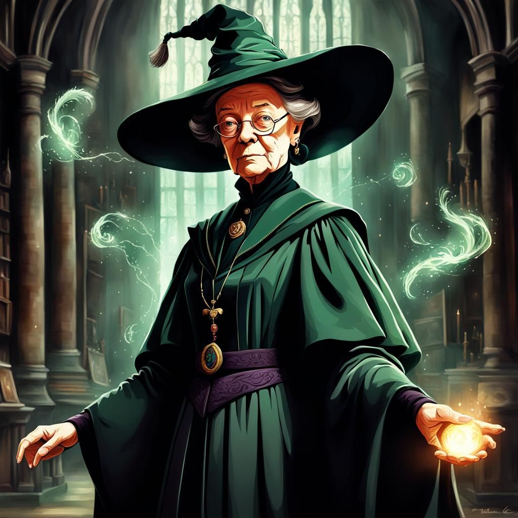 Minerva McGonagall as a Mesmerizing Surrealist Mage