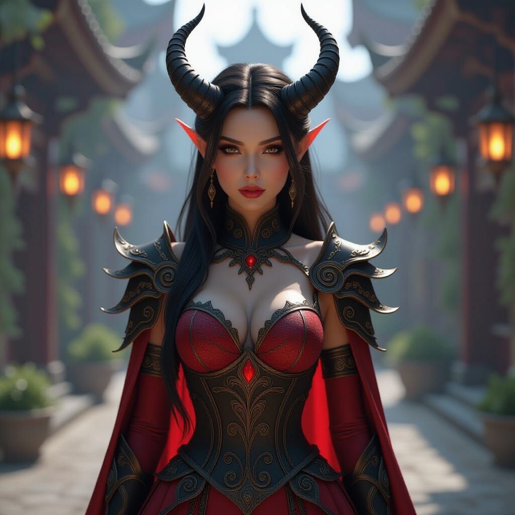 Hot Demon Princess in 3D Game Cinematic Style