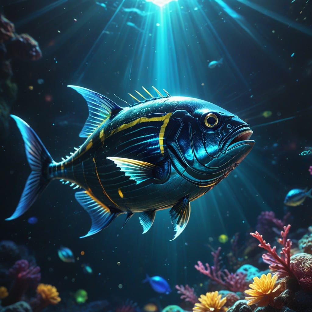Bumblebee Tuna in Digital Void with God Rays