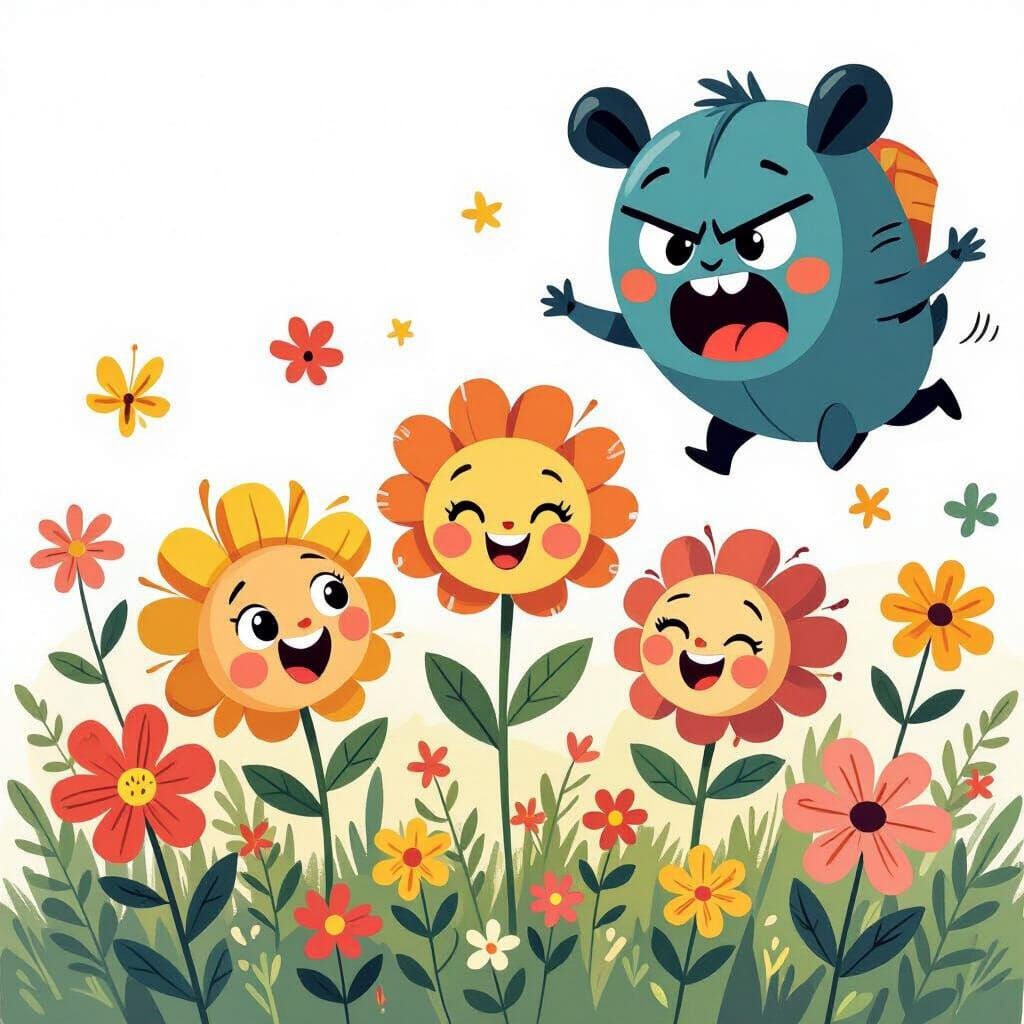 Three Smiling Flowers with Animated Style