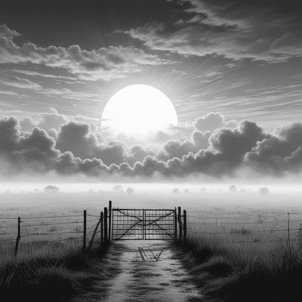 Foggy Gate in Retro Minimalist Style