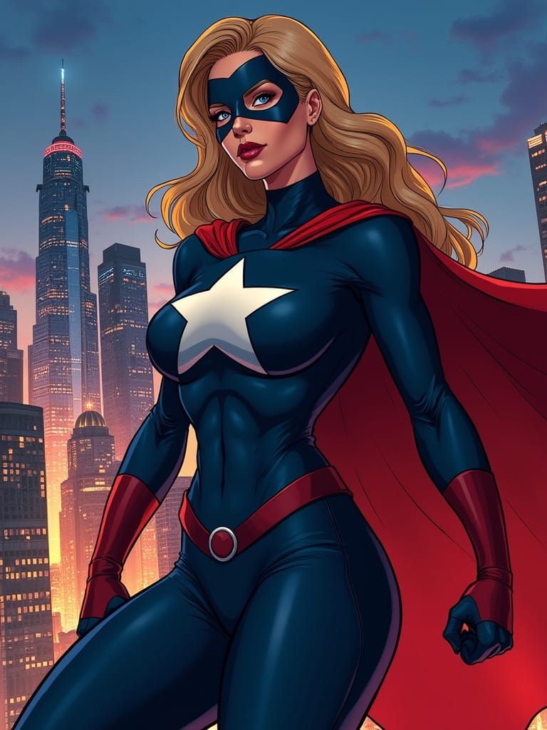 Sleek Dark Heroine Soars Over the Houston Skyline