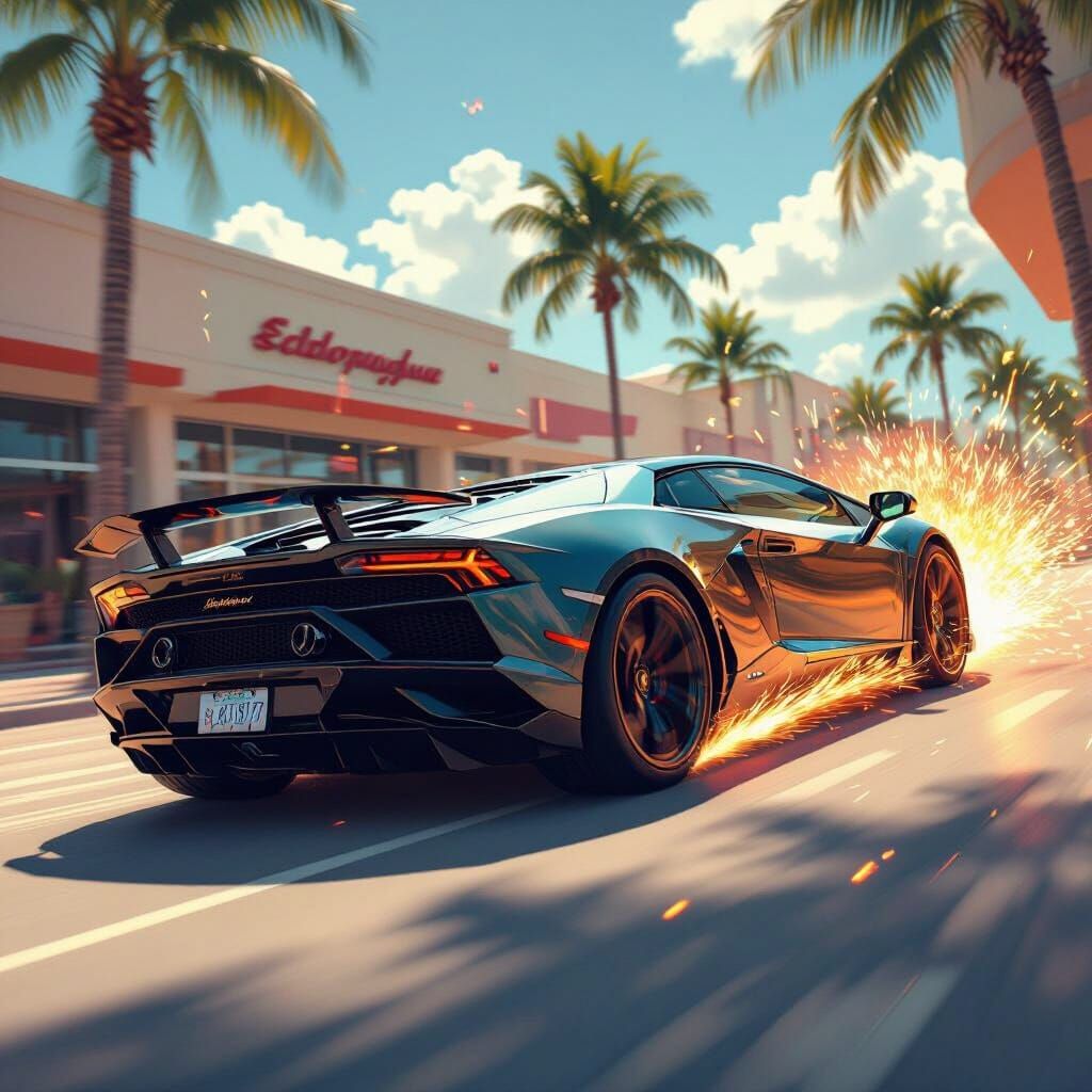 Lamborghini Spins at Abandoned Mall in Dramatic Style