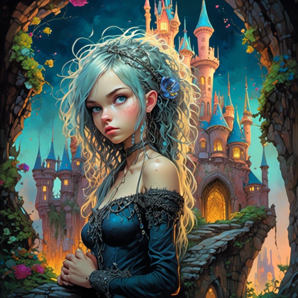 Punk Rogue in Dream Fairytale Land Oil Painting